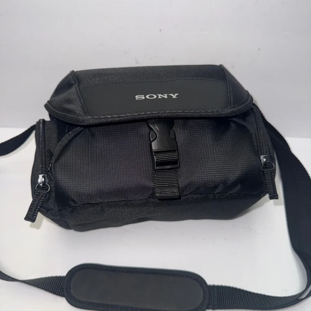 Sony Camera Bag Black Padded Nylon Shoulder Strap Travel Case